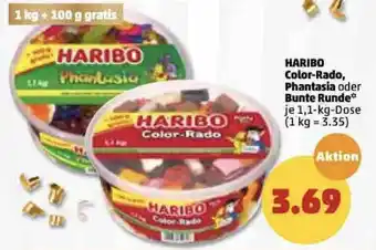 PENNY Haribo Color Rado, Phantasia oder Bunte Runde 1,1kg Dose Angebot