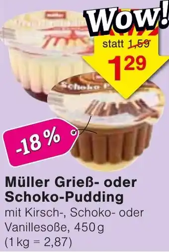 Wiglo Wunderland Müller Grieẞ- oder Schoko-Pudding Angebot
