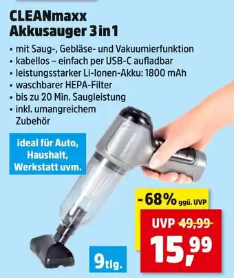 Thomas Philipps Cleanmaxx akkusauger 3in1 Angebot