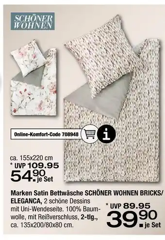 Ostermann Schöner wohnen marken satin bettwäsche bricks/eleganca Angebot