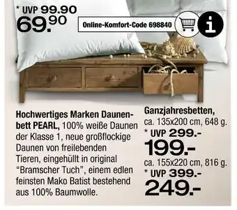 Ostermann Hochwertiges marken daunenbett pearl Angebot