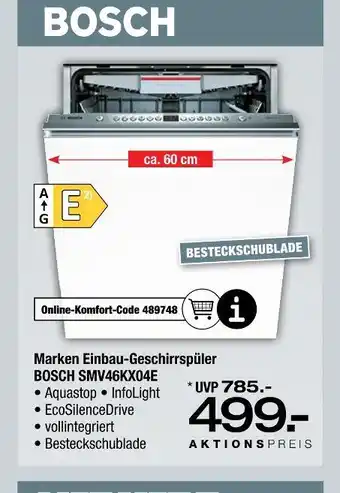Ostermann Bosch marken einbau-geschirrspüler bosch smv46kx04e Angebot