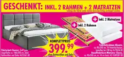 Möbel Boss Polsterbett denver + federholzrahmen alicant + bonellfederkern-matratze classic Angebot