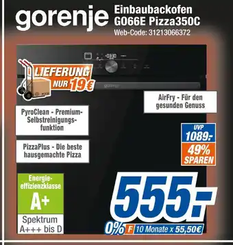 Expert Gorenje einbaubackofen g066e pizza350c Angebot