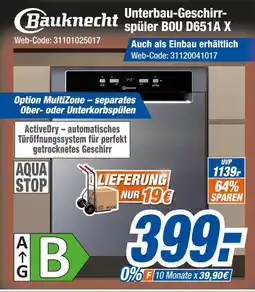Expert Bauknecht unterbau-geschirrspüler bou d651a x Angebot