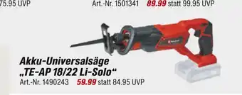 toom Baumarkt Akku-universalsäge te-ap 18/22 li-solo Angebot