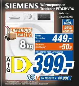 Expert Siemens wärmepumpen trockner wt43hv94 Angebot