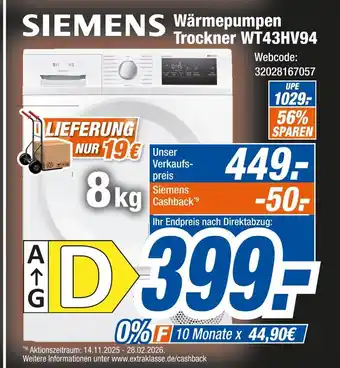 Expert Siemens wärmepumpen trockner wt43hv94 Angebot