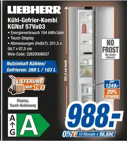 Expert Liebherr kühl-gefrier-kombi kgnsf 57va03 Angebot