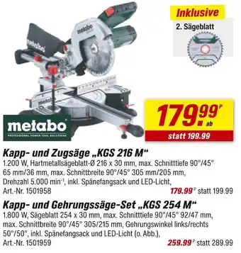 toom Baumarkt Metabo kapp- und zugsäge kgs 216 m Angebot