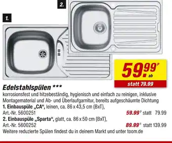 toom Baumarkt Einbauspüle ca Angebot