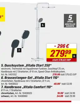 toom Baumarkt Duschsystem „vitalio start 250“ Angebot
