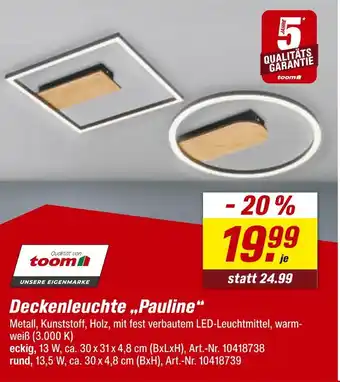toom Baumarkt Toom deckenleuchte pauline eckig Angebot