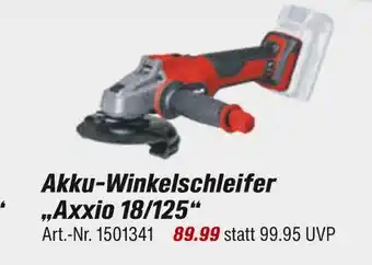 toom Baumarkt Akku-winkelschleifer axxio 18/125 Angebot