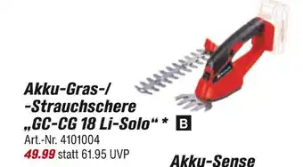 toom Baumarkt Einhell akku-gras-/strauchschere gc-cg 18 li-solo Angebot