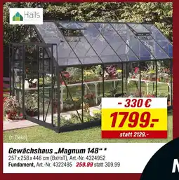 toom Baumarkt Halls greenhouses gewächshaus „magnum 148“ Angebot