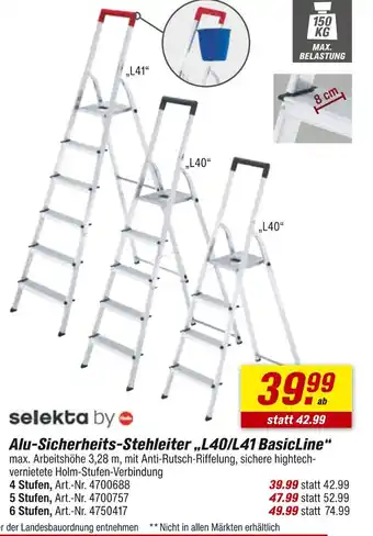 toom Baumarkt Selekta by alu-sicherheits-stehleiter l40/l41 basicline Angebot