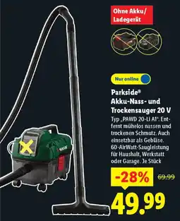 Lidl Parkside Akku-Nass- und Trockensauger 20 V Angebot