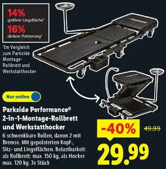 Lidl Parkside Performance 2-in-1-Montage-Rollbrett und Werkstatthocker Angebot