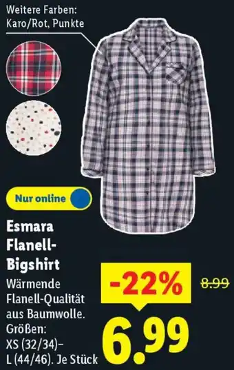 Lidl Esmara Flanell Bigshirt Angebot
