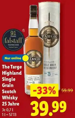 Lidl The Targe Highland Single Grain Scotch Whisky 25 Jahre Angebot