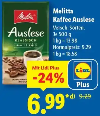 Lidl Melitta Kaffee Auslese Angebot
