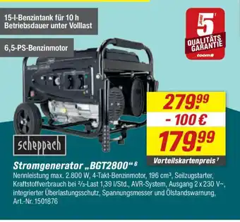 toom Baumarkt scheppach Stromgenerator ,,BGT2800" Angebot