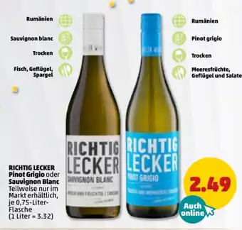 PENNY Richtig Lecker Pinot Grigio oder Sauvignon Blanc 0,75L Angebot