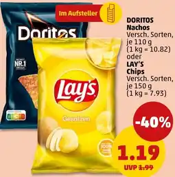 PENNY DORITOS Nachos oder LAY'S Chips Angebot