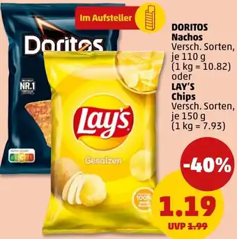 PENNY DORITOS Nachos oder LAY'S Chips Angebot