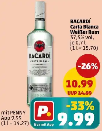 PENNY BACARDÍ Carta Blanca Weißer Rum Angebot