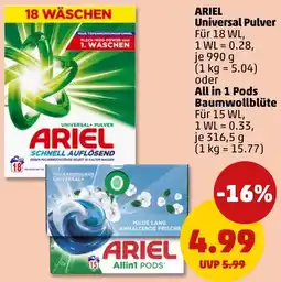 PENNY ARIEL Universal Pulverm oder All in 1 Pods Baumwollblüte Angebot