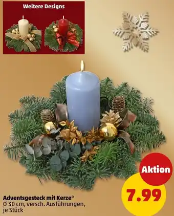 PENNY Adventsgesteck mit Kerze Angebot