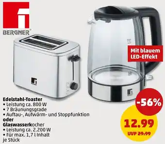 PENNY BERGNER Edelstahl-Toaster oder Glaswasserkocher Angebot