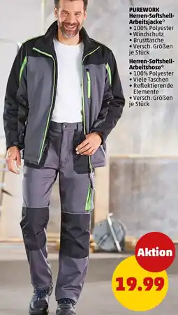 PENNY PUREWORK Herren-Softshell Arbeitsjacke oder Herren-Softshell Arbeitshose Angebot