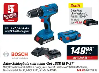 toom Baumarkt BOSCH Akku-Schlagbohrschrauber-Set,,GSB 18 V-21" Angebot