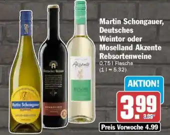 AEZ Martin Schongauer, Deutsches Weintor oder Moselland Akzente Rebsortenweine Angebot