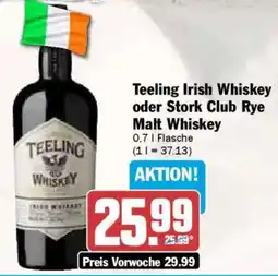 AEZ Teeling Irish Whiskey oder Stork Club Rye Malt Whiskey Angebot