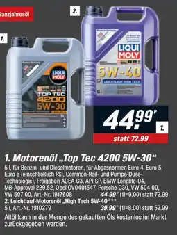 toom Baumarkt 2. Leichtlauf-Motorenöl,,High Tech 5W-40"** Angebot