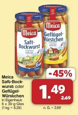 Famila Nord West Meica Saft-Bock- wurst oder Geflügel- Würstchen Angebot