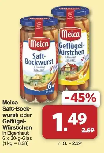 Famila Nord West Meica Saft-Bock- wurst oder Geflügel- Würstchen Angebot
