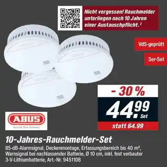 toom Baumarkt ABUS 10-Jahres-Rauchmelder-Set Angebot
