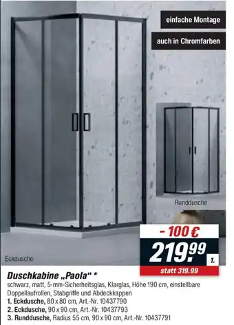 toom Baumarkt Duschkabine,,Paola" * Angebot
