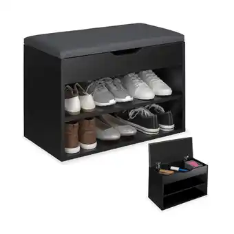 Netto Marken-Discount tectake Schuhbank, für 6 Paar Schuhe, großes Klappfach, 60 x 30 x 43,5 cm Angebot