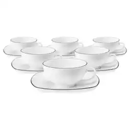 Netto Marken-Discount Seltmann Weiden Teetassen mit Untertassen eckig Lido Black Line 200 ml 6er Set Angebot