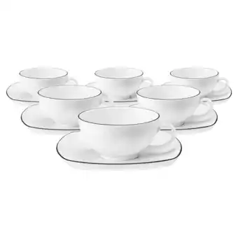 Netto Marken-Discount Seltmann Weiden Teetassen mit Untertassen eckig Lido Black Line 200 ml 6er Set Angebot