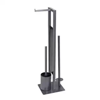 toom Baumarkt Wenko Stand WC-Garnitur 'Rivalta' 3-in-1 grau Standfuß aus Glas Angebot