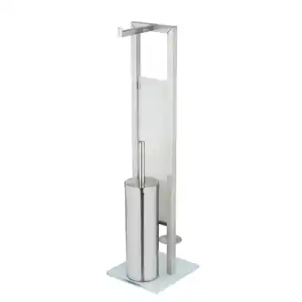 toom Baumarkt Wenko Stand WC-Garnitur 'Rivalta' 3-in-1 edelstahlfarben Standfuß aus Glas Angebot
