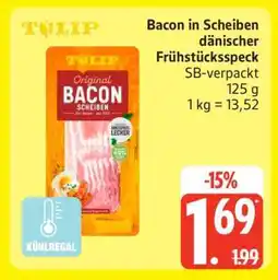 Edeka Tulip Bacon in Scheiben dänischer Frühstücksspeck Angebot