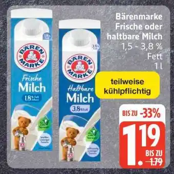 Edeka Bärenmarke Frische oder haltbare Milch Angebot